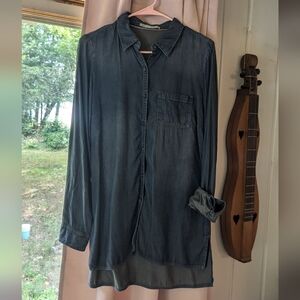 Maurice's denim Long relaxed leggings tunic button up S